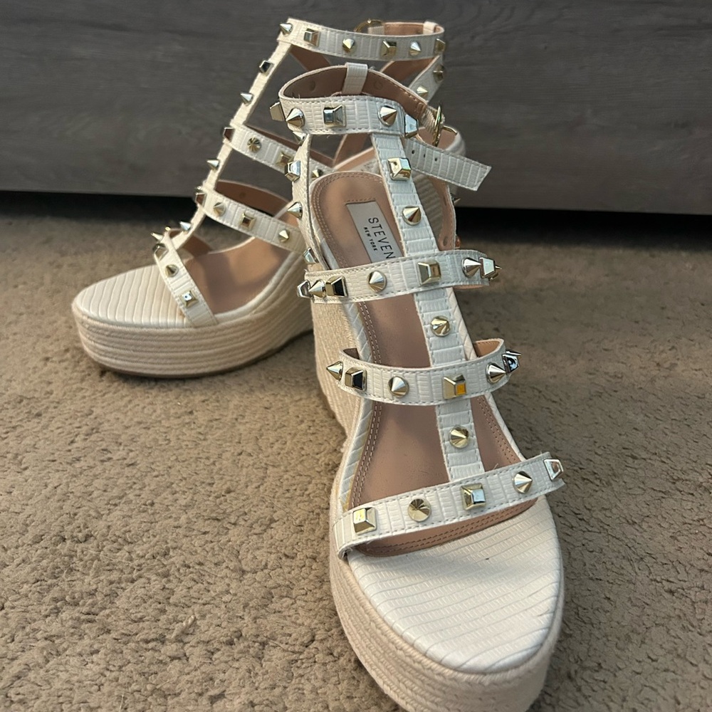 White Studded Platform Sandals